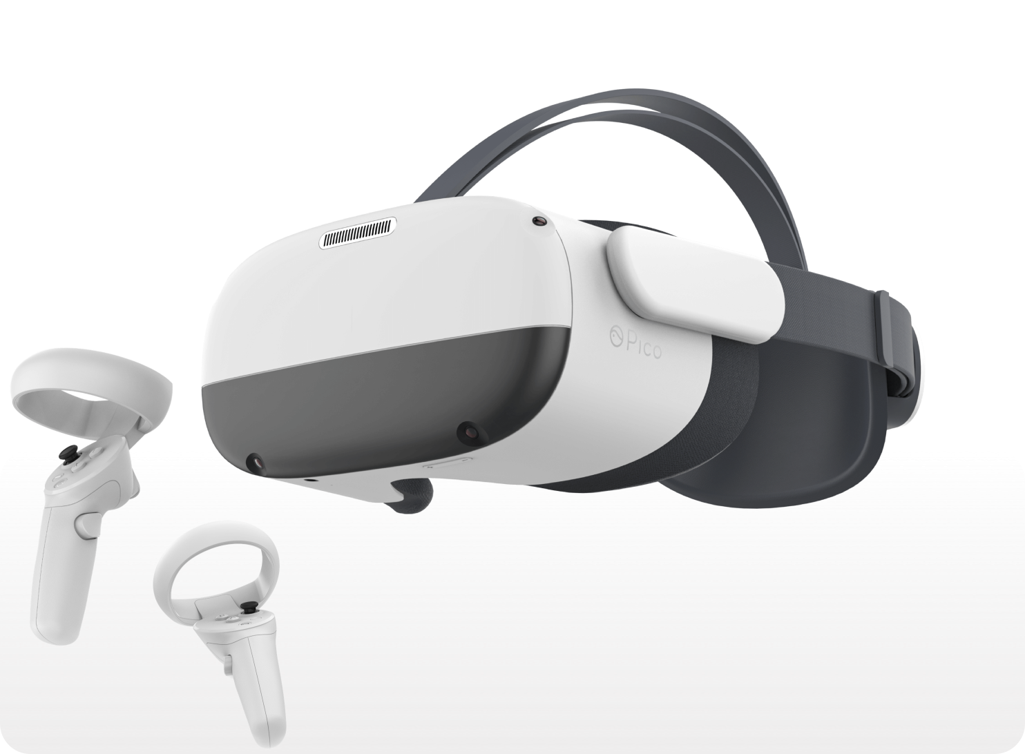 VR Headset: A standalone, wireless virtual reality headset with integrated controllers, displaying a safety training simulation for electrical work on its visor.